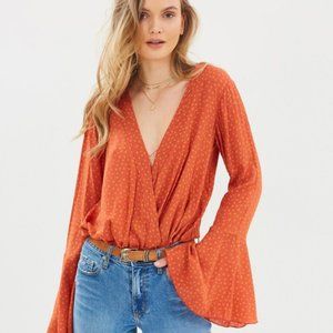 Free People Makin' Waves Bodysuit in Terracotta